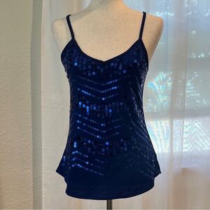 Eyelash Couture Elegant Blue Sequin Camisole